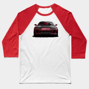 Blazing Hot: Red Supra Front Fiery Front Body Posterize Car Design Baseball T-Shirt